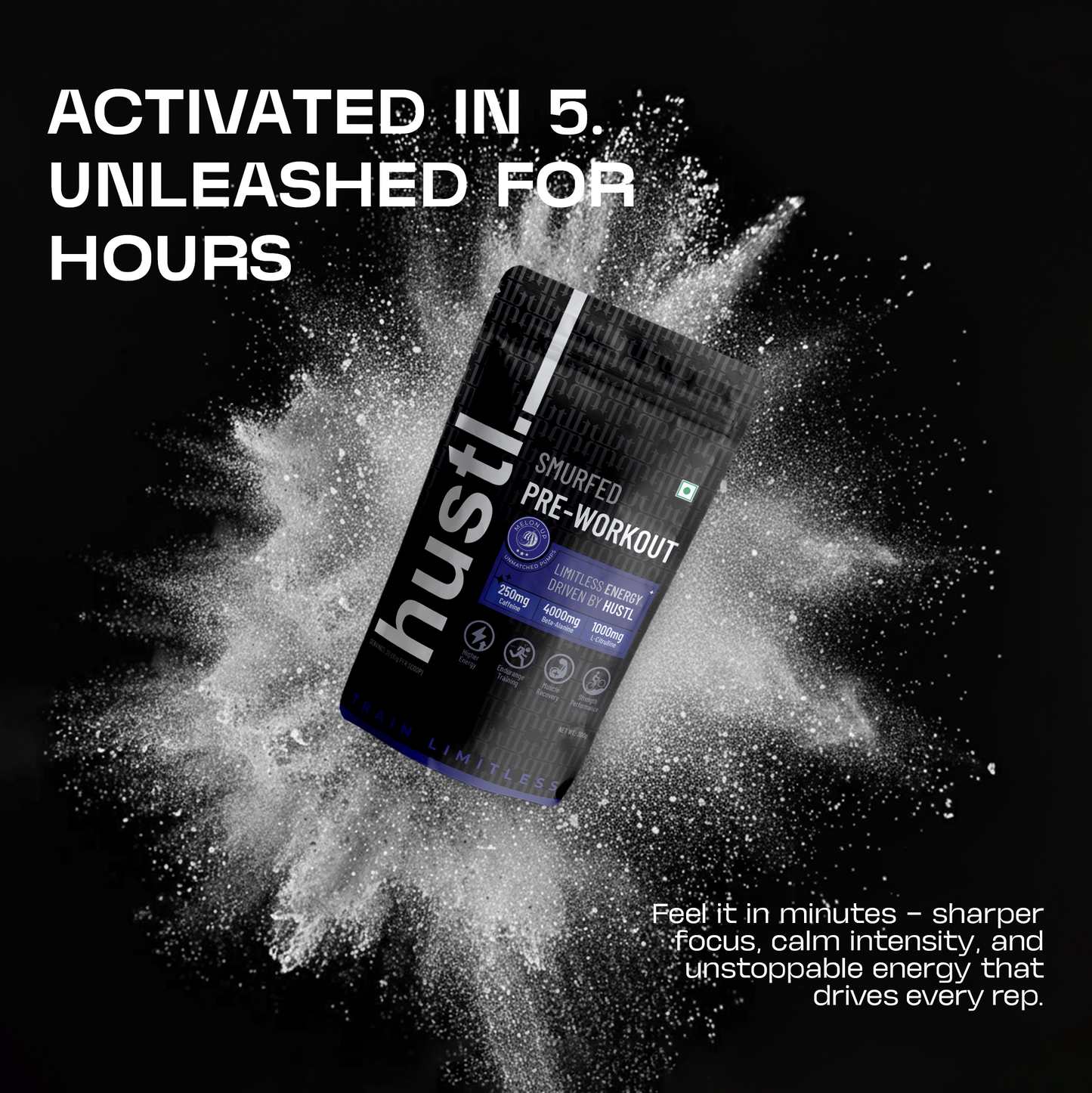 HUSTL Smurfed Pre-Workout | Blueberry | 300 g | 30 Servings
